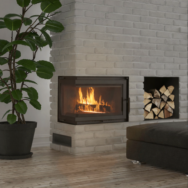 Insert Cheminée à bois en fonte SIMPLE gauche 8 kW Ø 200